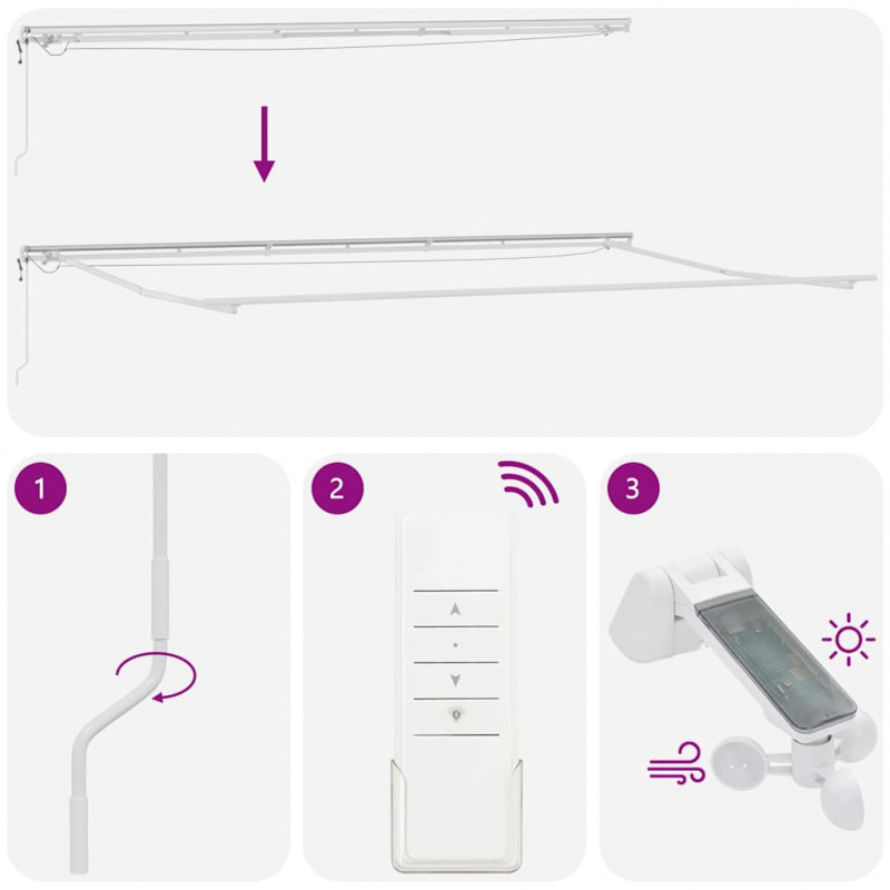 Rama markizy Ze LED Lights Biały 600 × 300 cm Aluminium