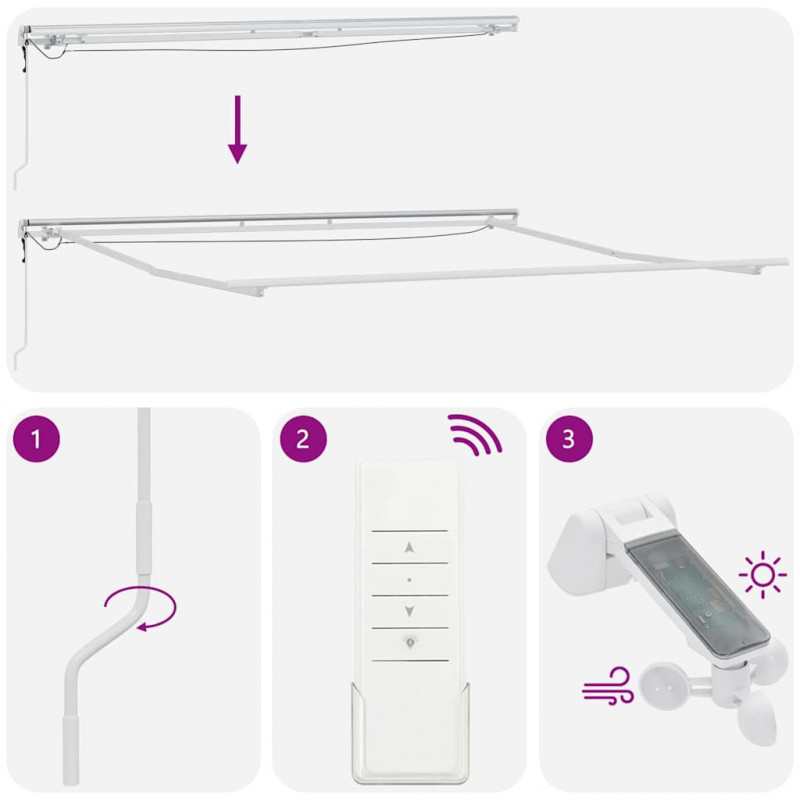 Rama markizy Ze LED Lights Biały 450 × 350 cm Aluminium