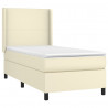 Łóżko kontynentalne z materacem, kremowe, ekoskóra 80x200 cm