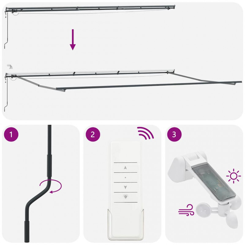 Rama markizy Ze LED Lights Antracyt 600 × 350 cm Aluminium