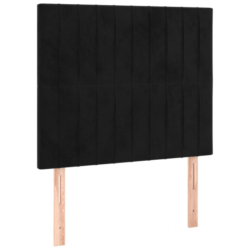 Łóżko kontynentalne z materacem, czarne, aksamit 80x200 cm