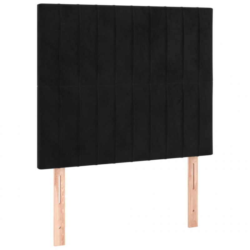 Łóżko kontynentalne z materacem, czarne, aksamit 90x200 cm