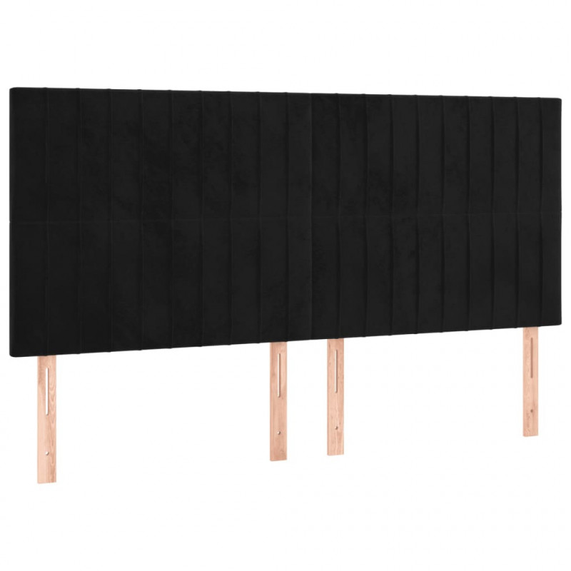 Łóżko kontynentalne z materacem, czarne, 180x200 cm, aksamit