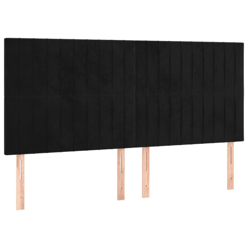 Łóżko kontynentalne z materacem, czarne, aksamit 200x200 cm