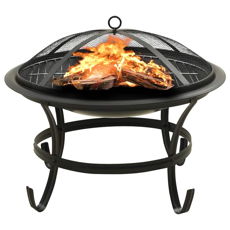 Palenisko i grill 2-w-1, z pogrzebaczem, 56x56x49 cm, stal