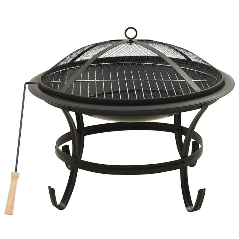 Palenisko i grill 2-w-1, z pogrzebaczem, 56x56x49 cm, stal
