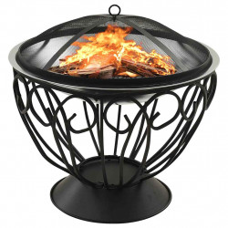 Palenisko i grill 2-w-1, z pogrzebaczem, 59x59x60 cm, stal