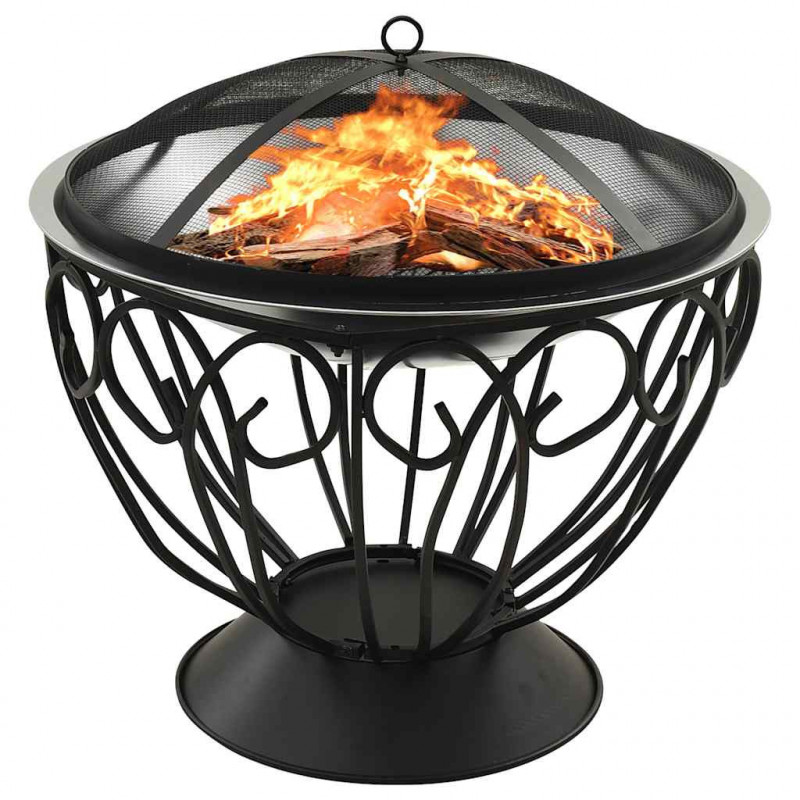 Palenisko i grill 2-w-1, z pogrzebaczem, 59x59x60 cm, stal