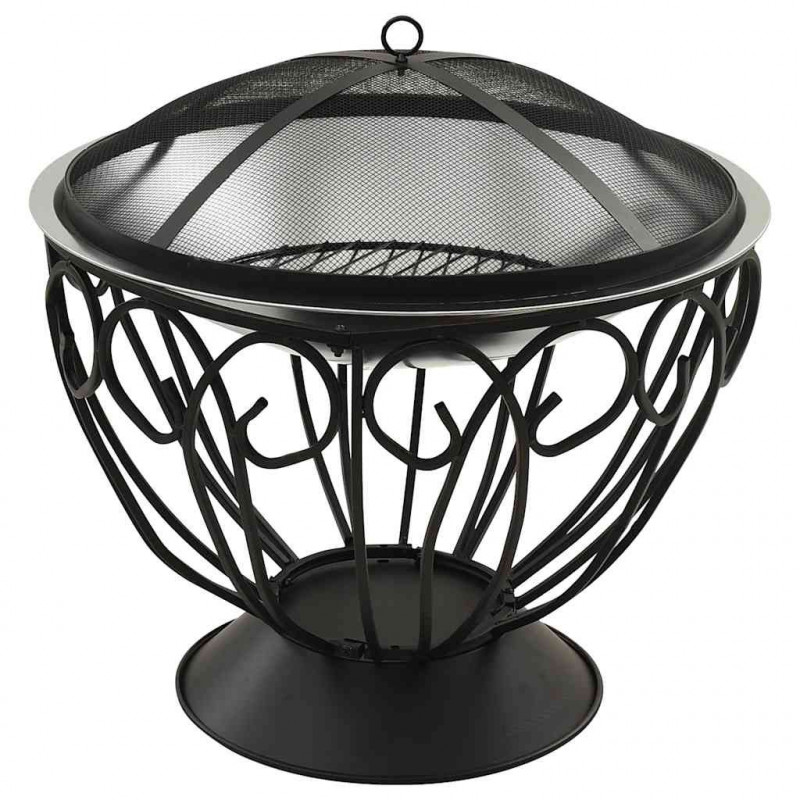 Palenisko i grill 2-w-1, z pogrzebaczem, 59x59x60 cm, stal