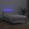 Łóżko kontynentalne z LED, materac, kremowe, ekoskóra 100x200cm