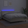 Łóżko kontynentalne z LED, materac, kremowe, ekoskóra 140x190cm