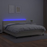 Łóżko kontynentalne z LED, materac, kremowe, ekoskóra 180x200cm