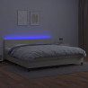 Łóżko kontynentalne z LED, materac, kremowe, ekoskóra 200x200cm
