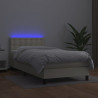 Łóżko kontynentalne z LED, materac, kremowe, ekoskóra 80x200 cm