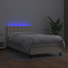 Łóżko kontynentalne z LED, materac, kremowe, ekoskóra 100x200cm
