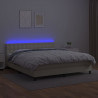 Łóżko kontynentalne z LED, materac, kremowe, ekoskóra 180x200cm