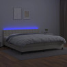 Łóżko kontynentalne z LED, materac, kremowe, ekoskóra 200x200cm