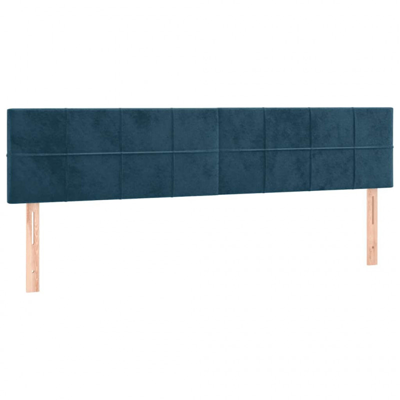 Łóżko kontynentalne, materac i LED, niebieski aksamit 180x200cm