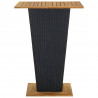 Stolik barowy, czarny, 80x80x110 cm, rattan PE i lita akacja