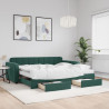 Sofa rozsuwana z szufladami, ciemnozielona, 90x200 cm, aksamit
