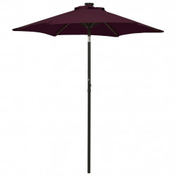 Parasol ogrodowy z LED, bordowy, 200x211 cm, aluminium