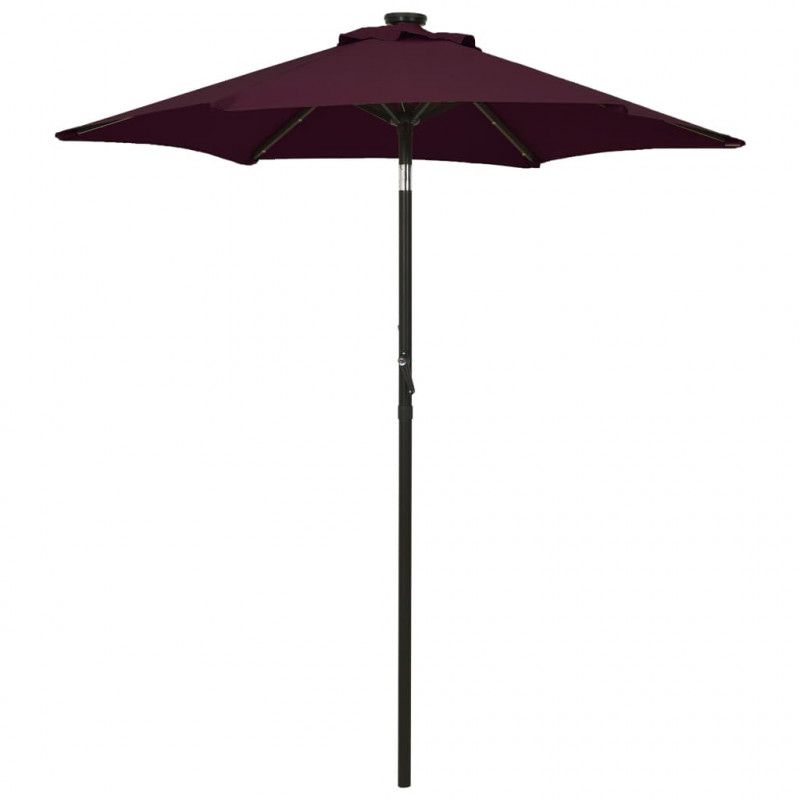 Parasol ogrodowy z LED, bordowy, 200x211 cm, aluminium
