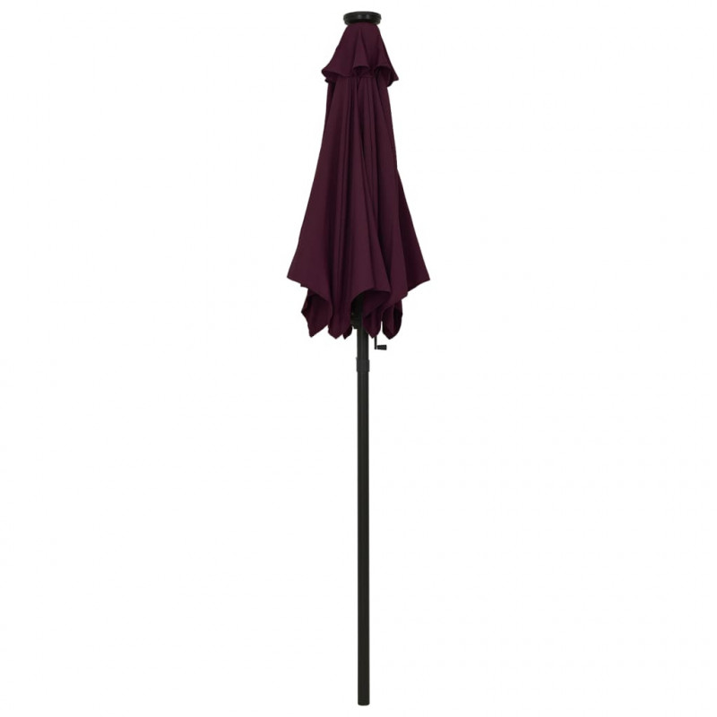 Parasol ogrodowy z LED, bordowy, 200x211 cm, aluminium