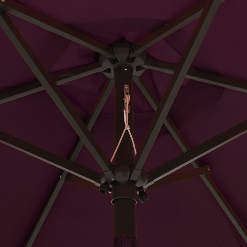 Parasol ogrodowy z LED, bordowy, 200x211 cm, aluminium