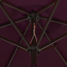 Parasol ogrodowy z LED, bordowy, 200x211 cm, aluminium