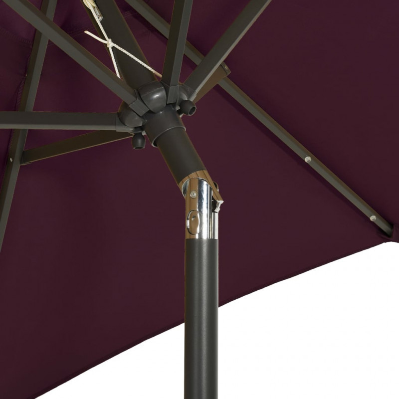 Parasol ogrodowy z LED, bordowy, 200x211 cm, aluminium