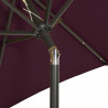 Parasol ogrodowy z LED, bordowy, 200x211 cm, aluminium