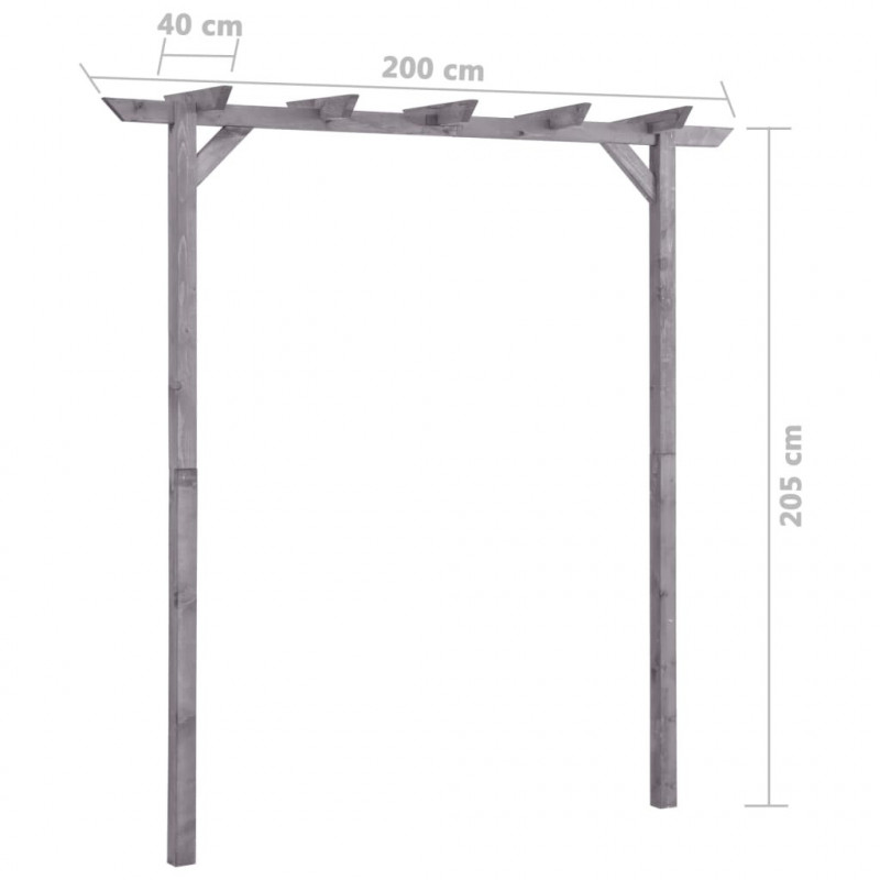 Pergola ogrodowa, szara, 200x40x205 cm, impregnowana sosna
