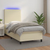 Łóżko kontynentalne z LED, materac, kremowe, ekoskóra 80x200 cm