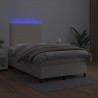 Łóżko kontynentalne z LED, materac, kremowe, ekoskóra 120x200cm