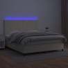 Łóżko kontynentalne z LED, materac, kremowe, ekoskóra 180x200cm