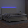 Łóżko kontynentalne z LED, materac, kremowe, ekoskóra 200x200cm