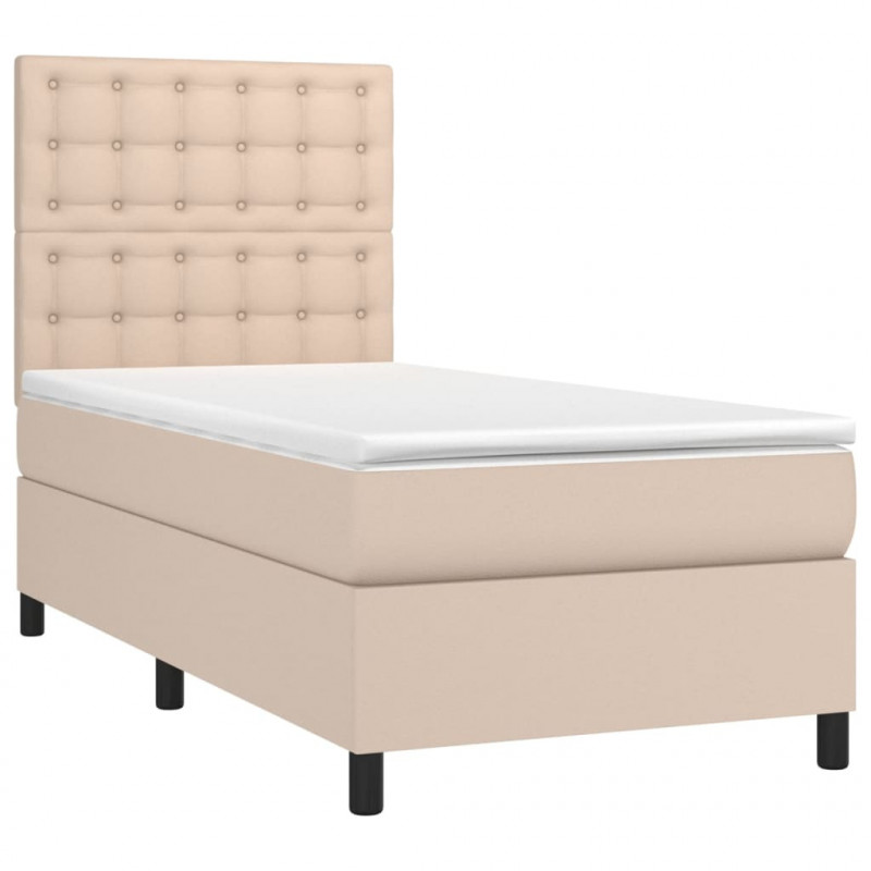 Łóżko kontynentalne, materac i LED cappuccino 100x200 cm