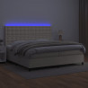 Łóżko kontynentalne z LED, materac, kremowe, ekoskóra 200x200cm