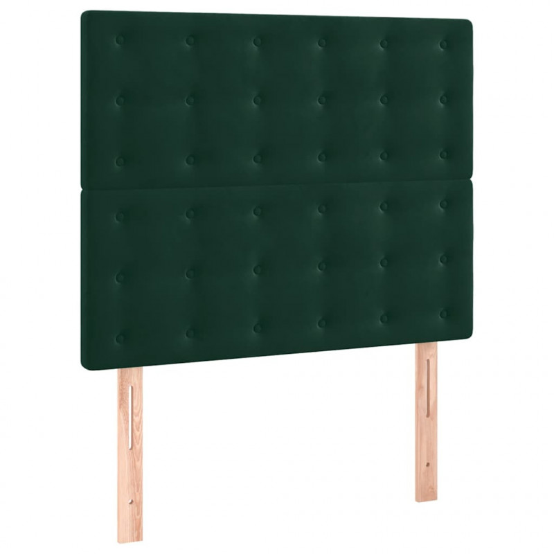 Łóżko kontynentalne z materacem i LED zielony aksamit 80x200 cm
