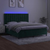 Łóżko kontynentalne z materacem i LED zielony aksamit 160x200cm