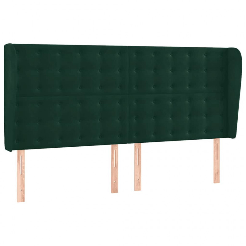 Łóżko kontynentalne z materacem i LED zielony aksamit 160x200cm
