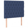 Łóżko kontynentalne z materacem, niebieskie, tkanina, 90x190 cm