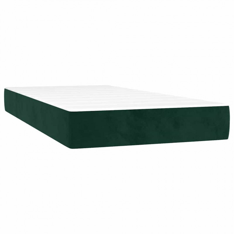 Łóżko kontynentalne z materacem, zielone, aksamit, 90x190 cm