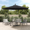 Parasol ogrodowy z LED, wiszący, czarny, 350 cm