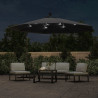 Parasol ogrodowy z LED, wiszący, czarny, 350 cm
