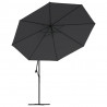 Parasol ogrodowy z LED, wiszący, czarny, 350 cm