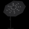 Parasol ogrodowy z LED, wiszący, czarny, 350 cm