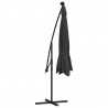 Parasol ogrodowy z LED, wiszący, czarny, 350 cm
