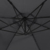 Parasol ogrodowy z LED, wiszący, czarny, 350 cm