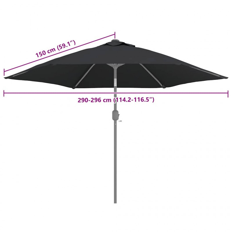 Pokrycie do parasola ogrodowego, czarne, 300 cm